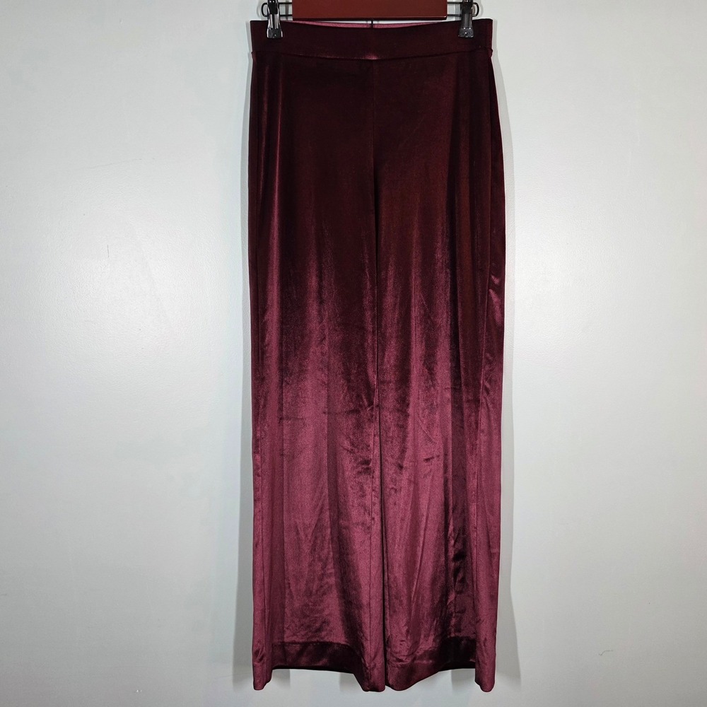 White House‎ Black Market Velvet Wide Leg Pants XS Burgundy Wine Shimmer Holiday